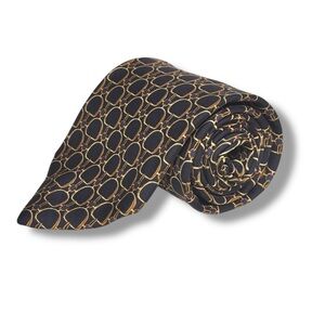 BROOKS BROTHERS Makers All Silk Tie - Black with Gold Bit Pattern